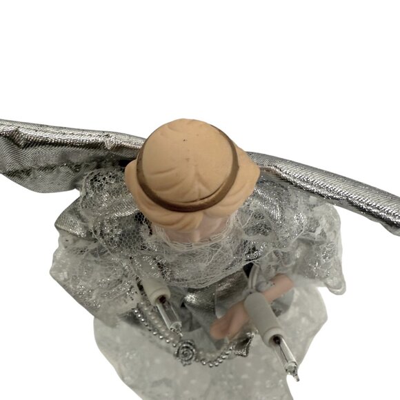 Holiday Light Up Angel Silver Wings and Dress Christmas Vintage Figurine - Picture 11 of 11